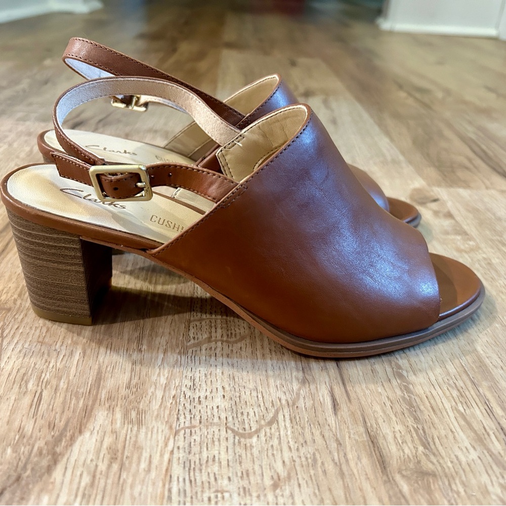 Clarks heeled peep toe sandal
